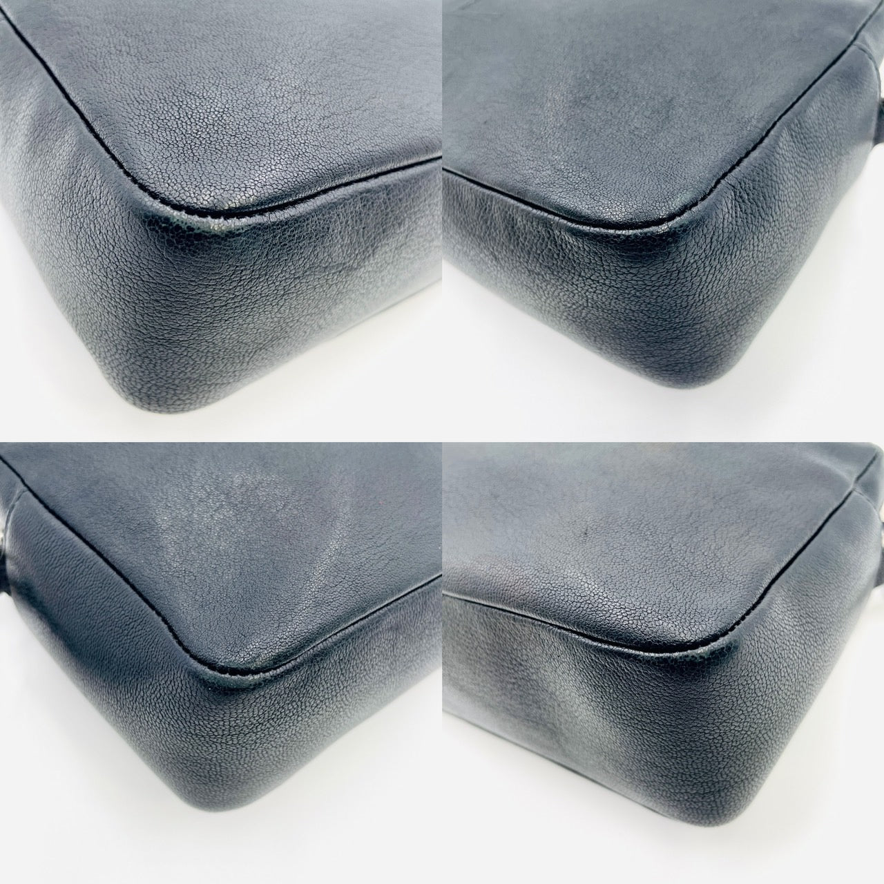 YVES SAINT LAURENT Fringe Shoulder Leather Black Logo Bag