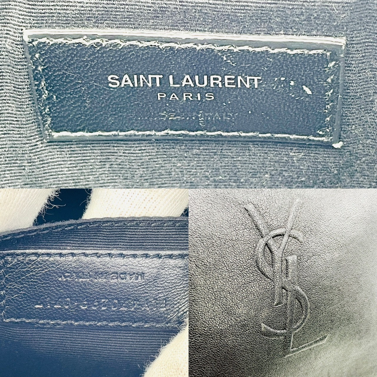 YVES SAINT LAURENT Fringe Shoulder Leather Black Logo Bag