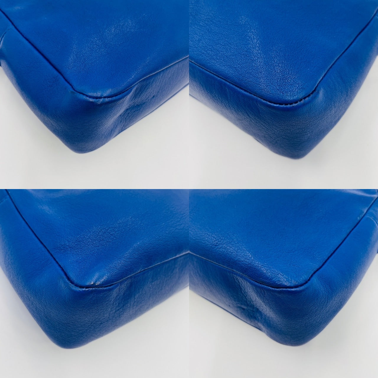 YVES SAINT LAURENT Fringe Shoulder Leather Blue Logo Bag