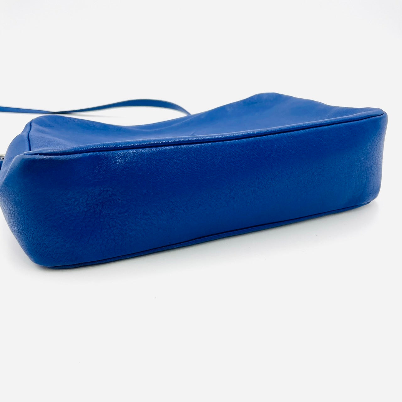 YVES SAINT LAURENT Fringe Shoulder Leather Blue Logo Bag