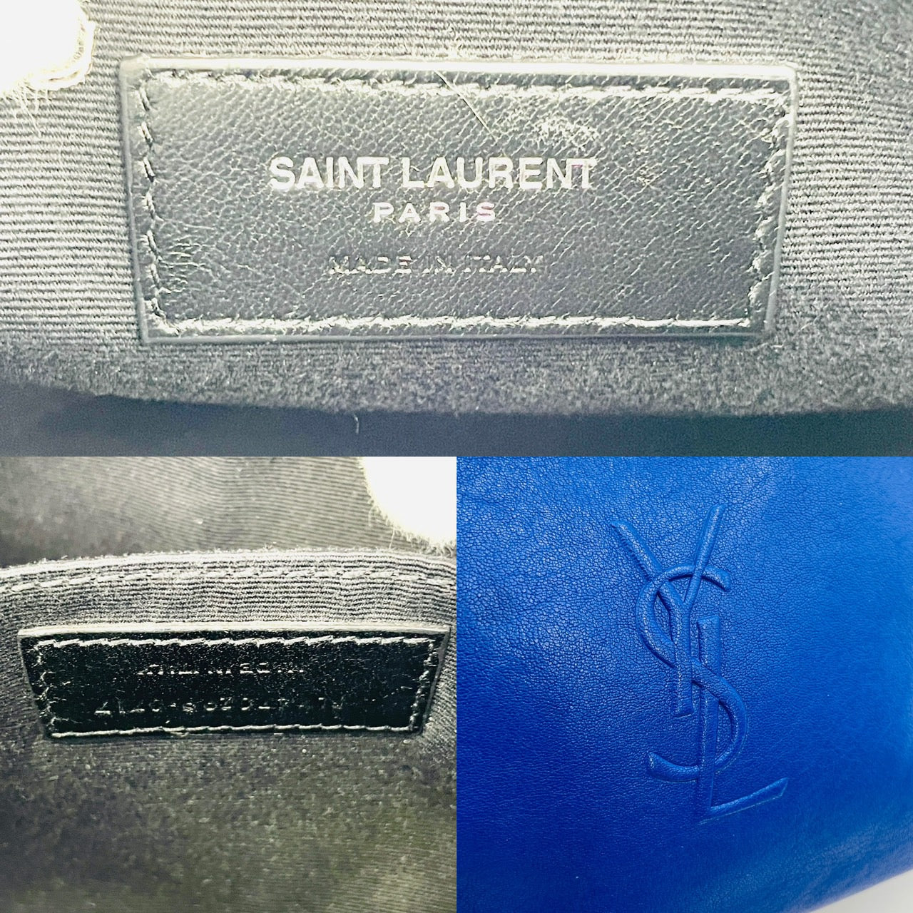 YVES SAINT LAURENT Fringe Shoulder Leather Blue Logo Bag
