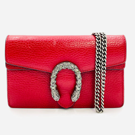 GUCCI Dionysus Chain Leather Shoulder Bag Red