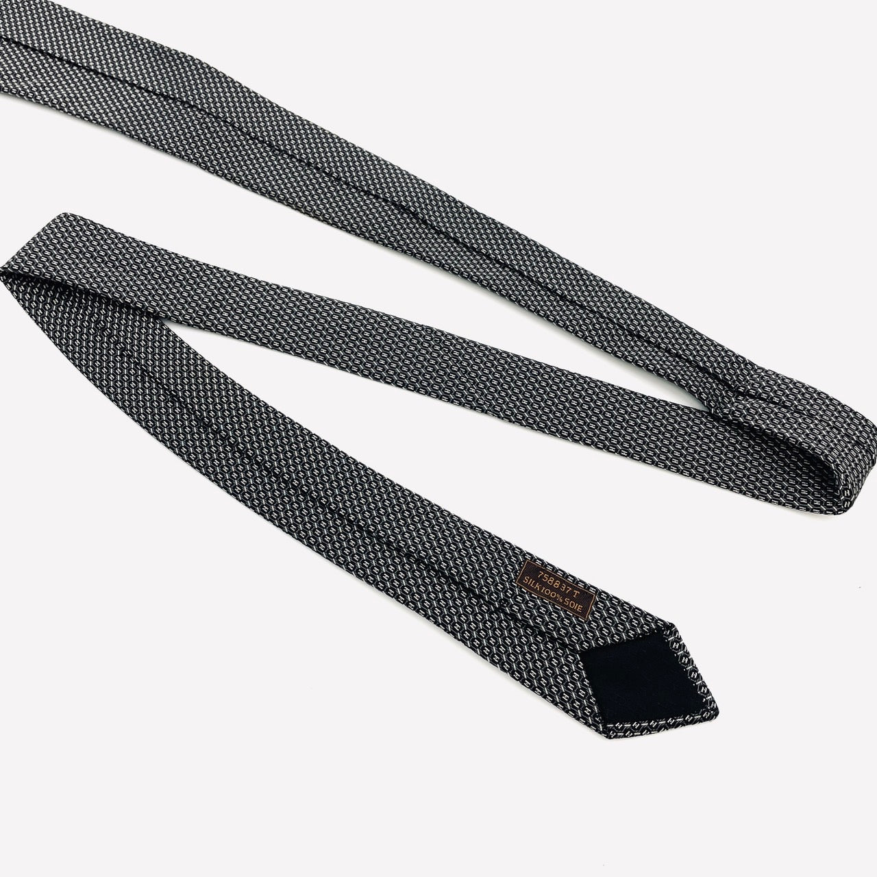 HERMES Tie Gray Black 100% silk