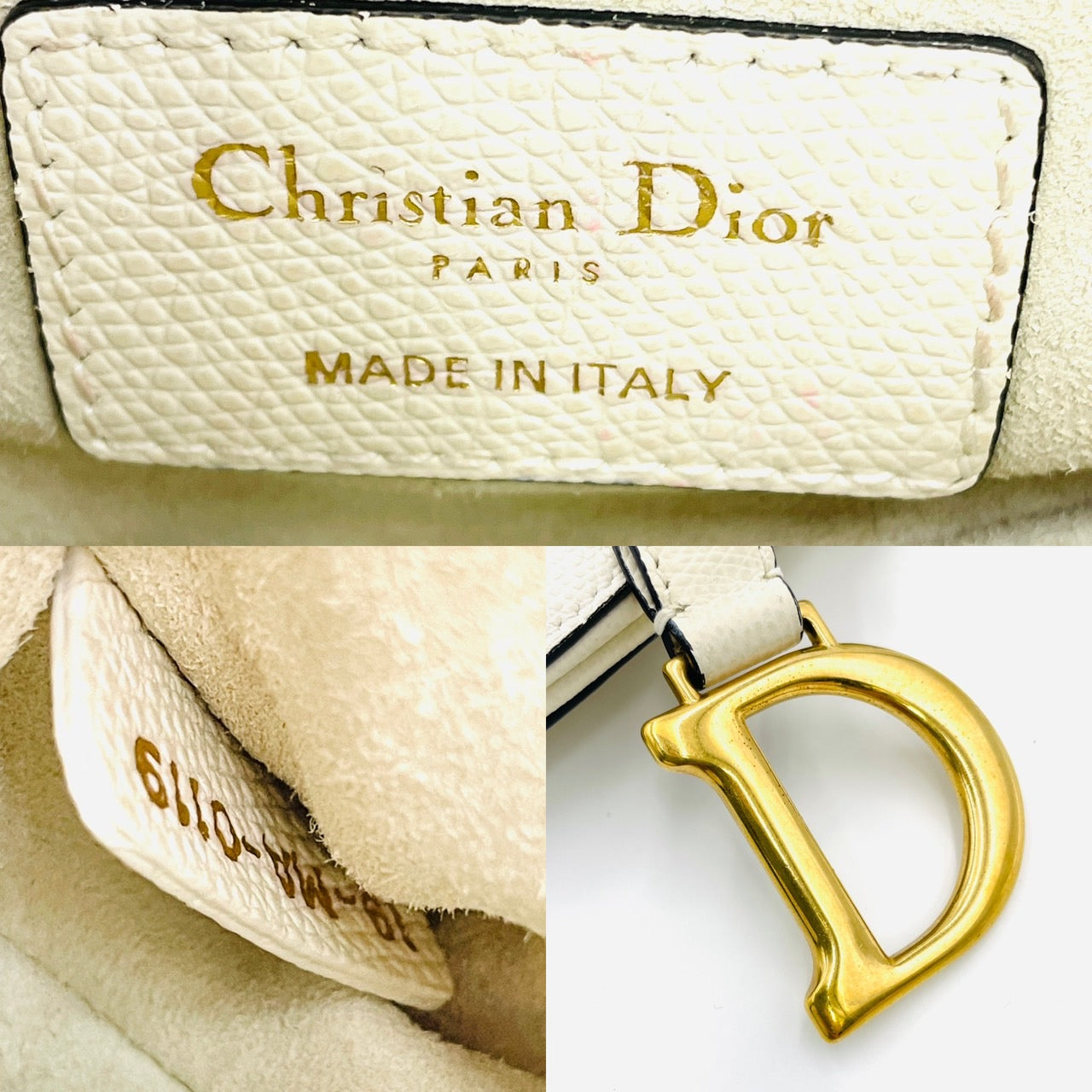 Christian Dior Leather Saddle White Hand Bag