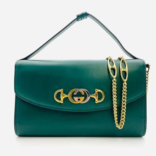 GUCCI Zumi Leather Chain  2way bag Green