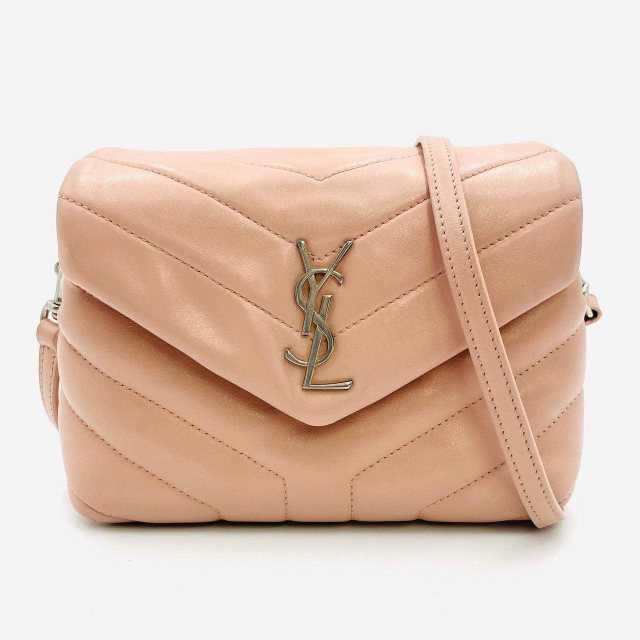 YVES SAINT LAURENT LOULOU Leather Shoulder Pink