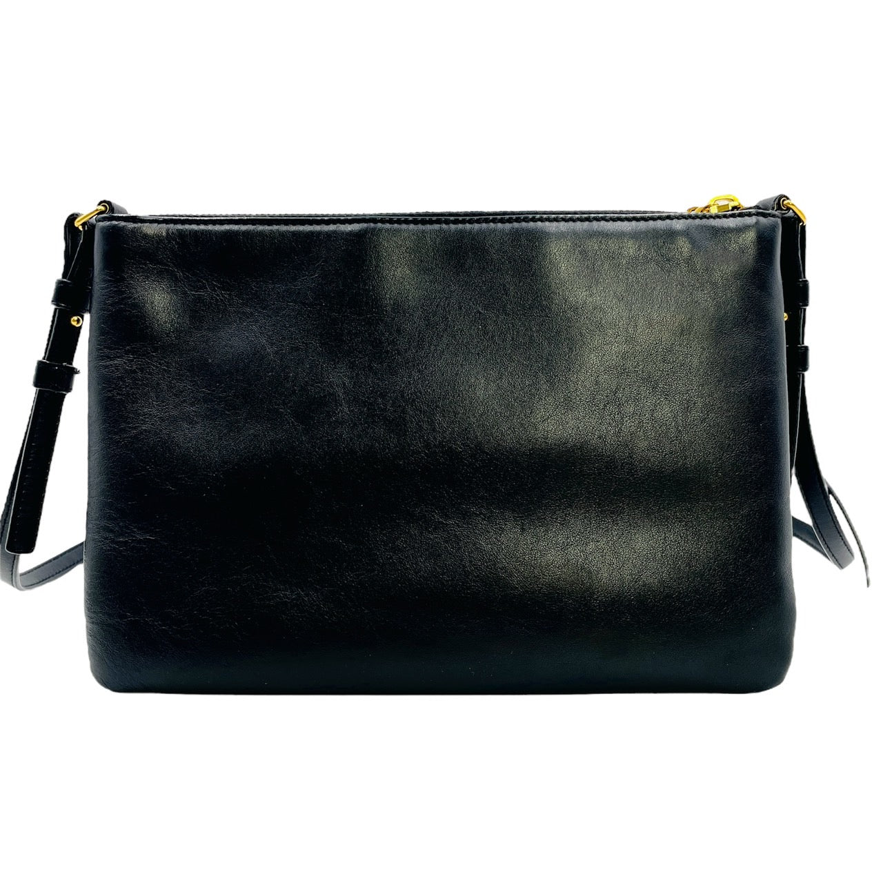 YVES SAINT LAURENT Fringe Shoulder Leather Black Bag