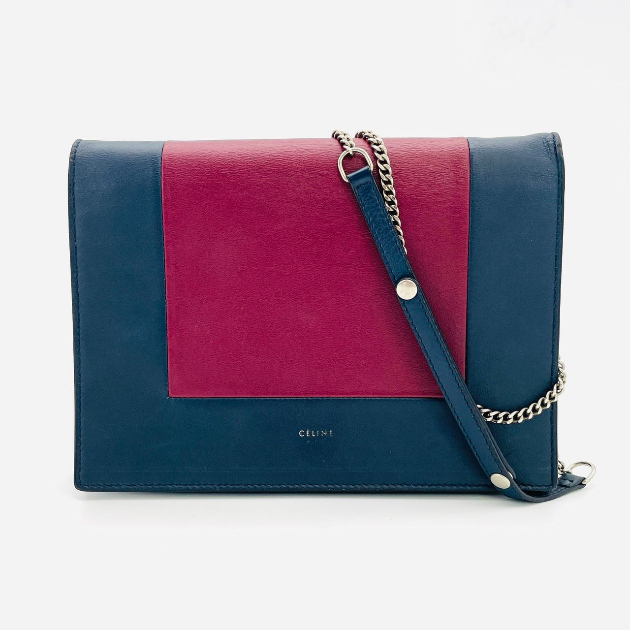 CELINE Chain Shoulder Bag Phoebe Philo leather Navy