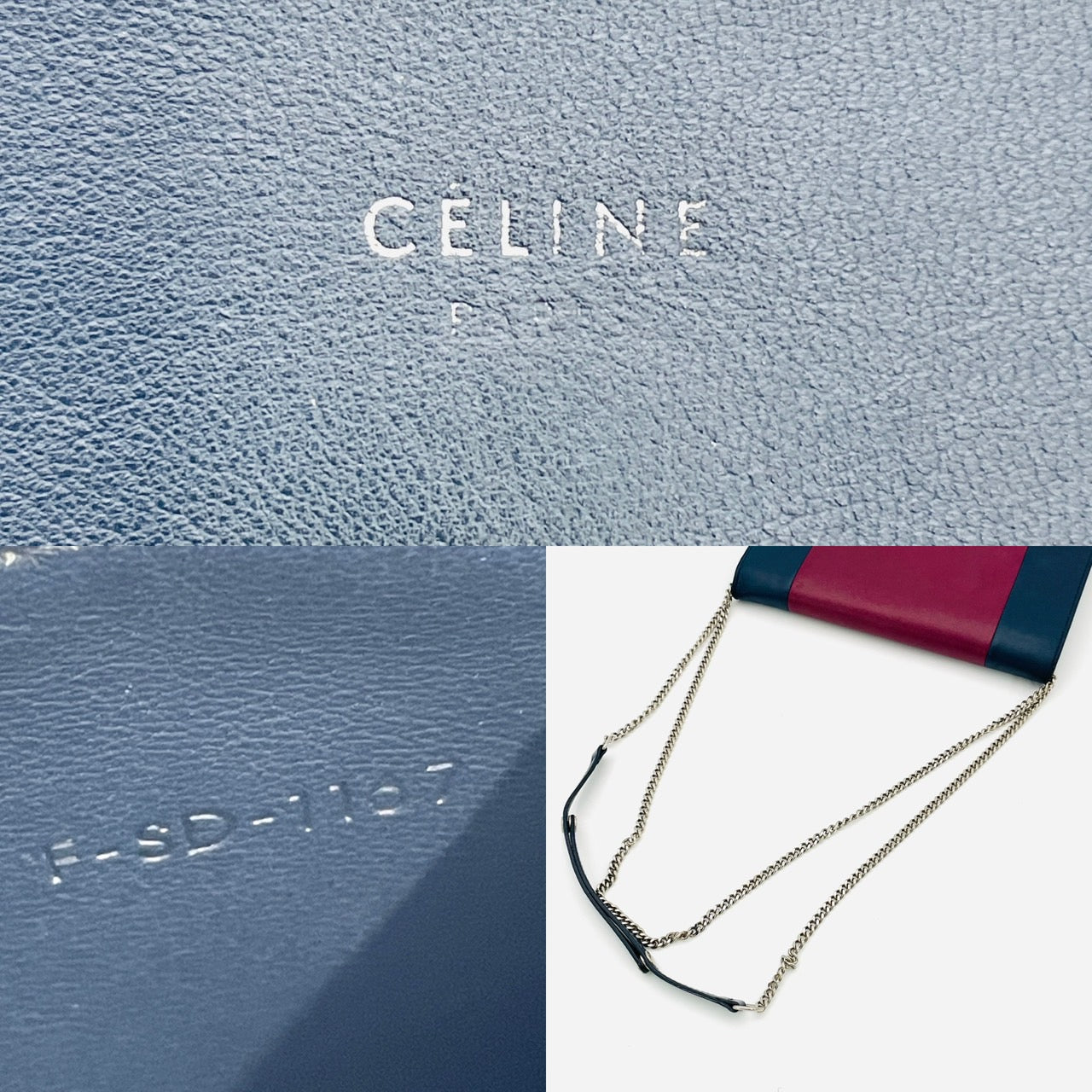 CELINE Chain Shoulder Bag Phoebe Philo leather Navy