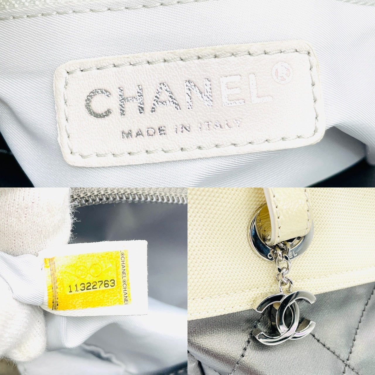 CHANEL Paribiats PM Tote Bag Off White×Silver