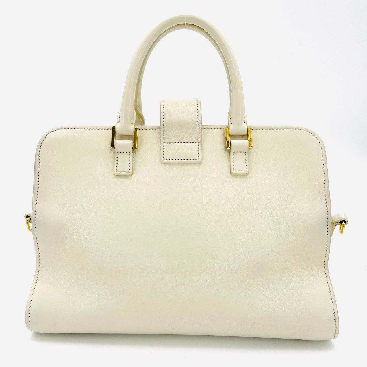 YVES SAINT LAURENT White Baby Cabas 2 Way Bag