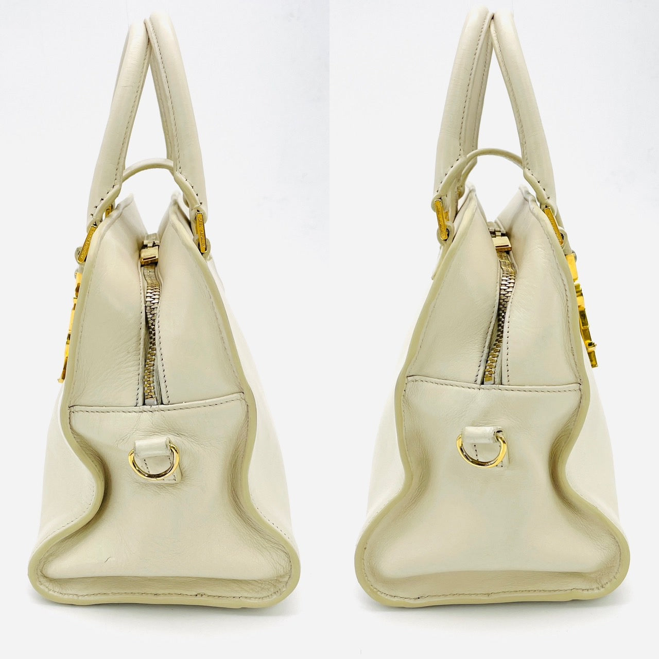 YVES SAINT LAURENT White Baby Cabas 2 Way Bag