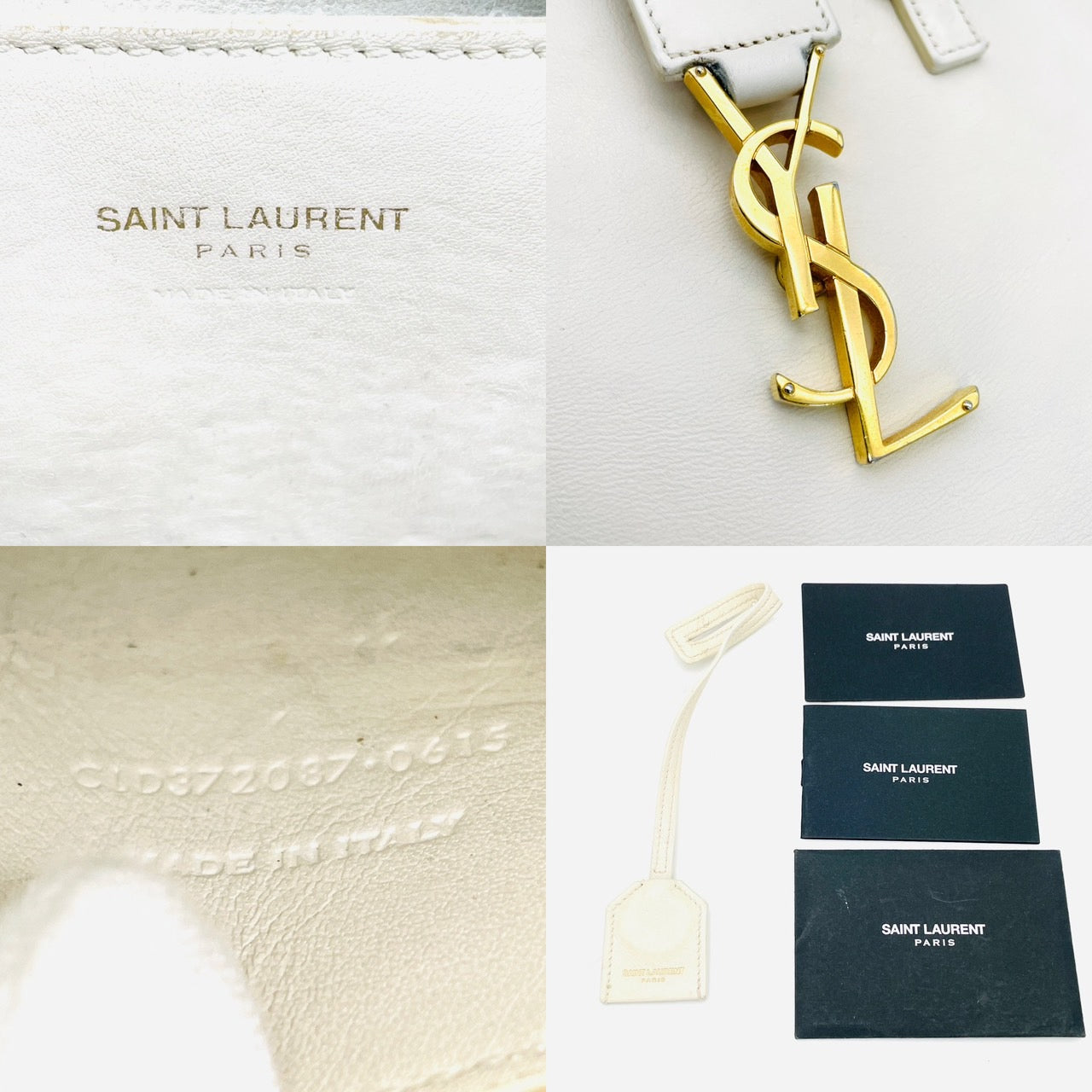 YVES SAINT LAURENT White Baby Cabas 2 Way Bag