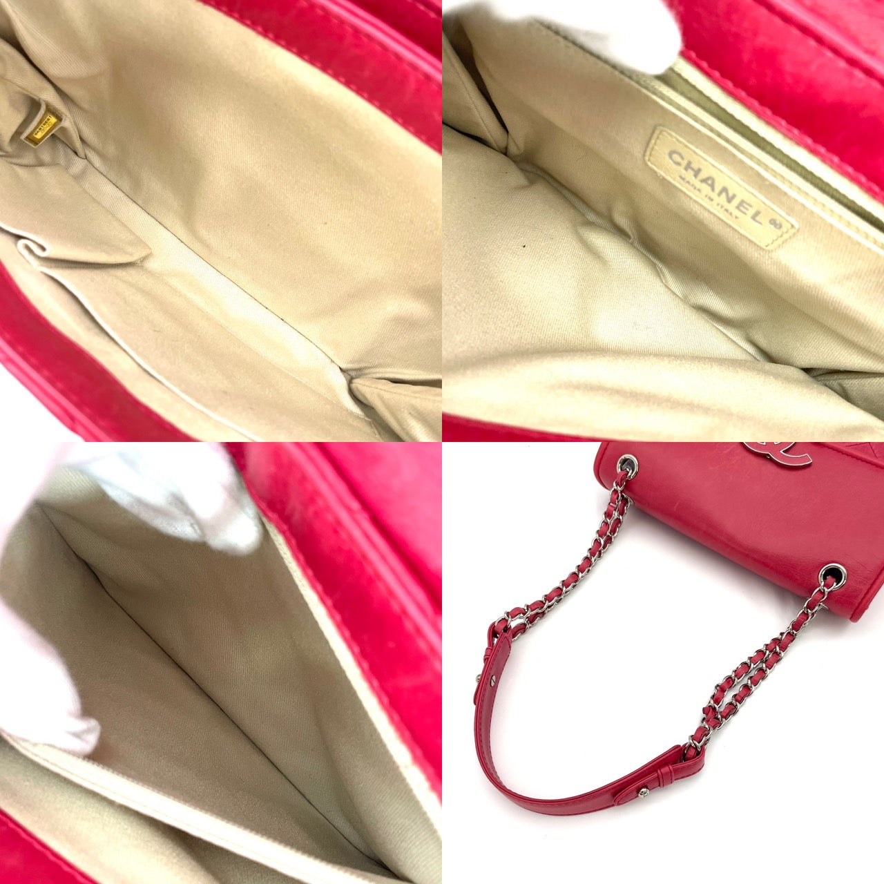 CHANEL Pink Lamb Skin Chain Shoulder Bag