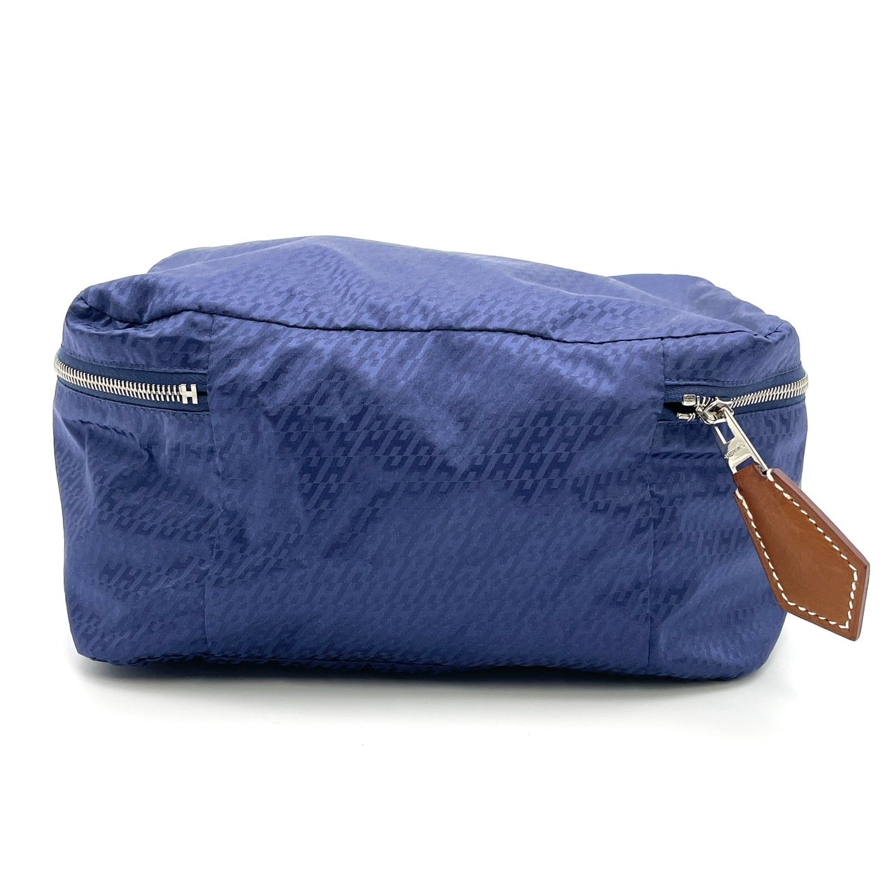HERMES Travelsilk PM Silk Pouch Navy