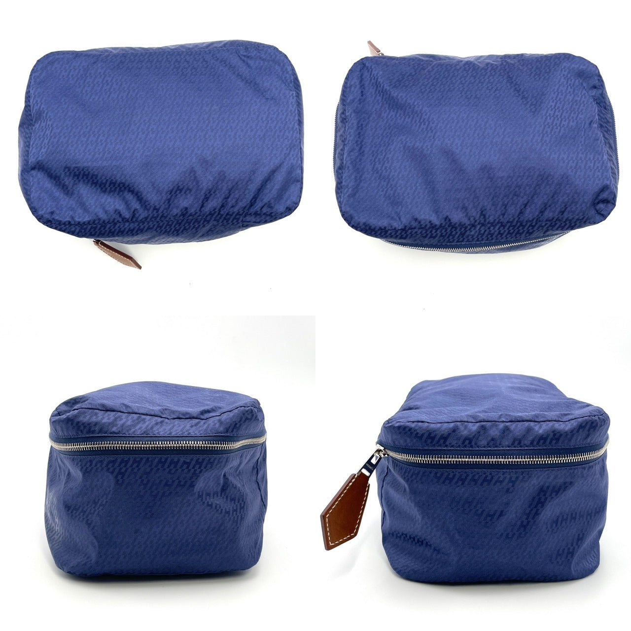 HERMES Travelsilk PM Silk Pouch Navy