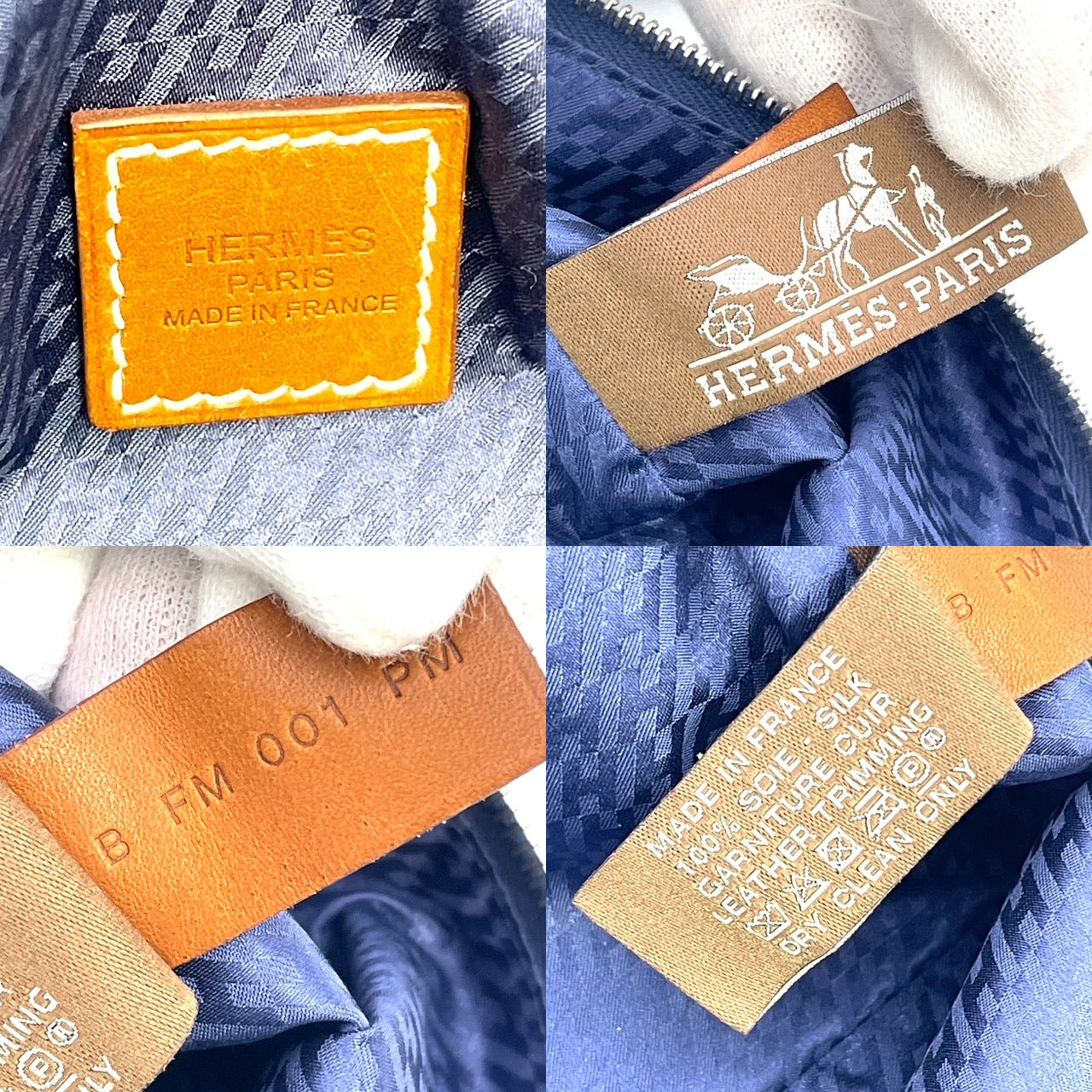 HERMES Travelsilk PM Silk Pouch Navy