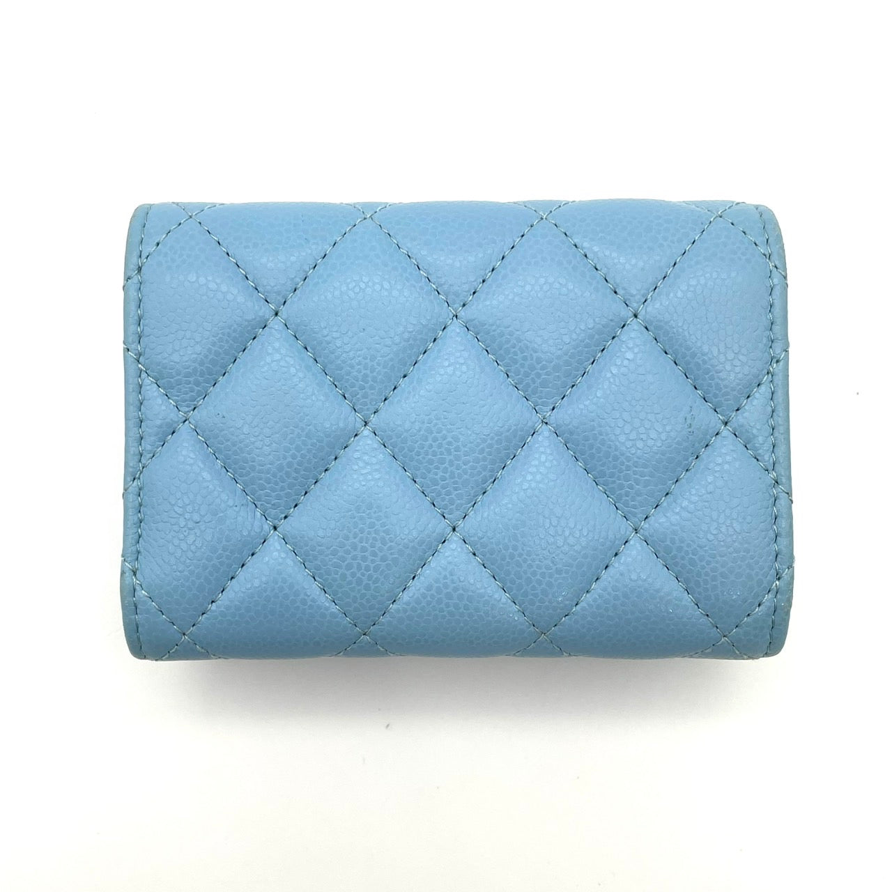 CHANEL Caviar Skin Classic Small Blue Wallet