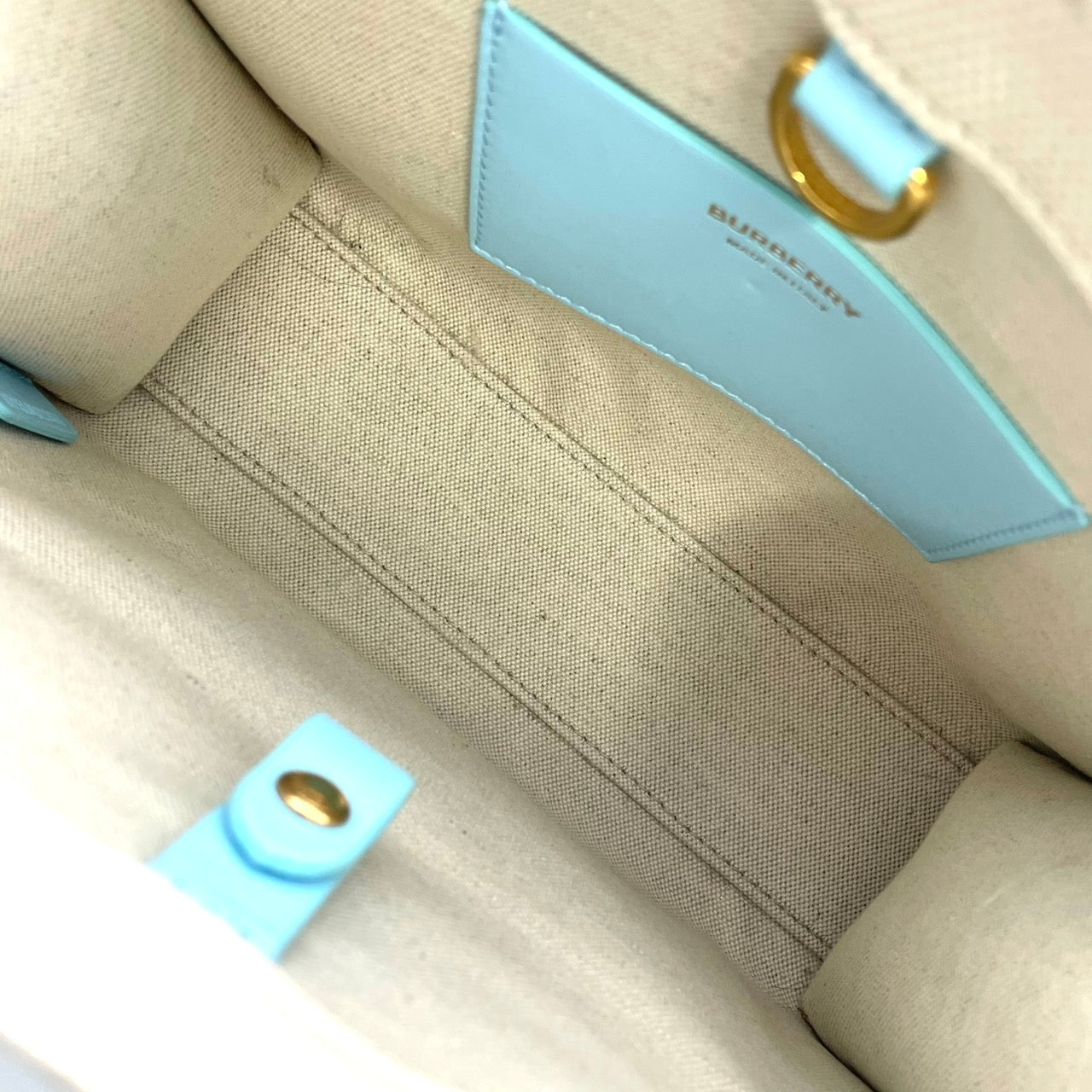 BURBERRY Freya Tote Canvas 2 Way Hand Bag Beige Blue