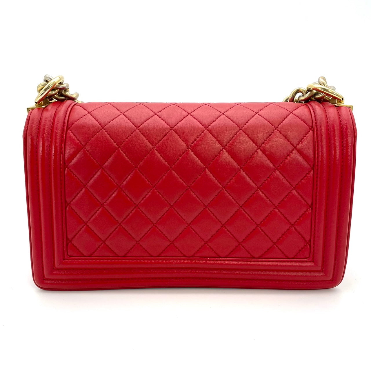 CHANEL Boy Chanel Matelassé Leather Red