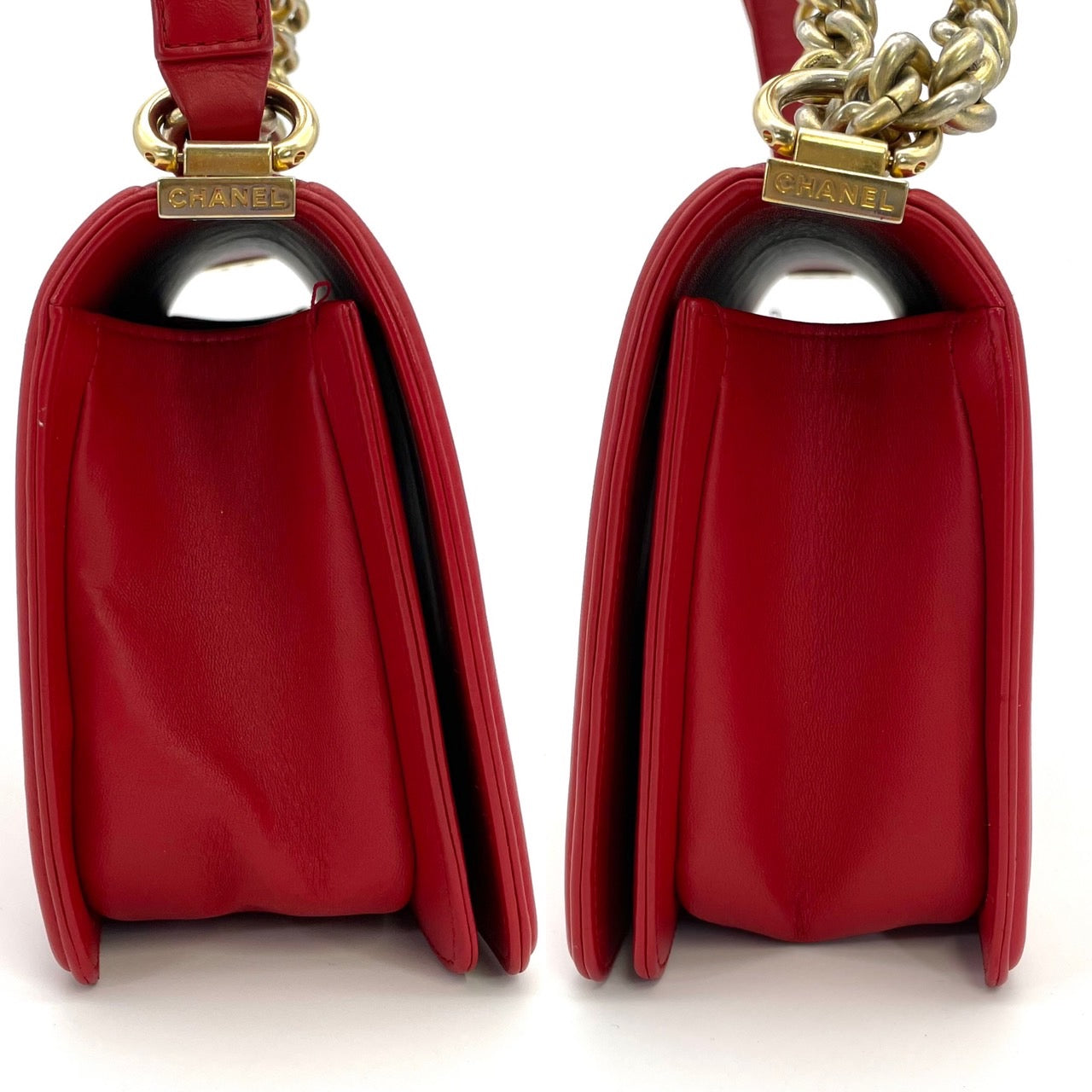 CHANEL Boy Chanel Matelassé Leather Red