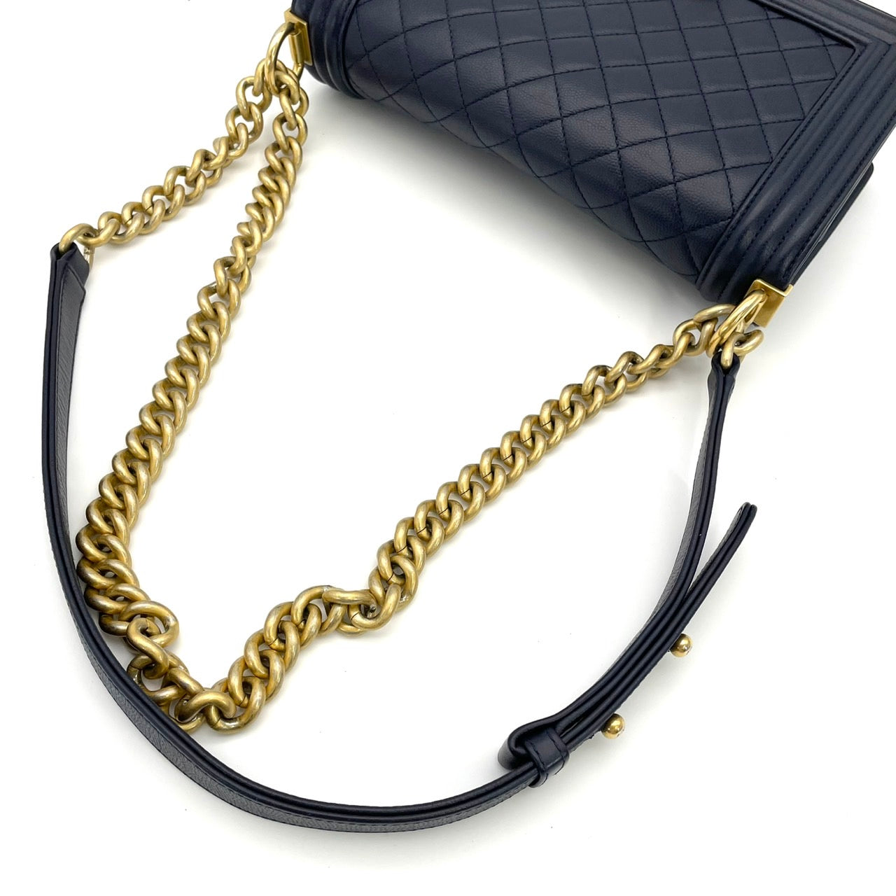 CHANEL Boy Chanel Caviar Skin Navy Gold Hardware
