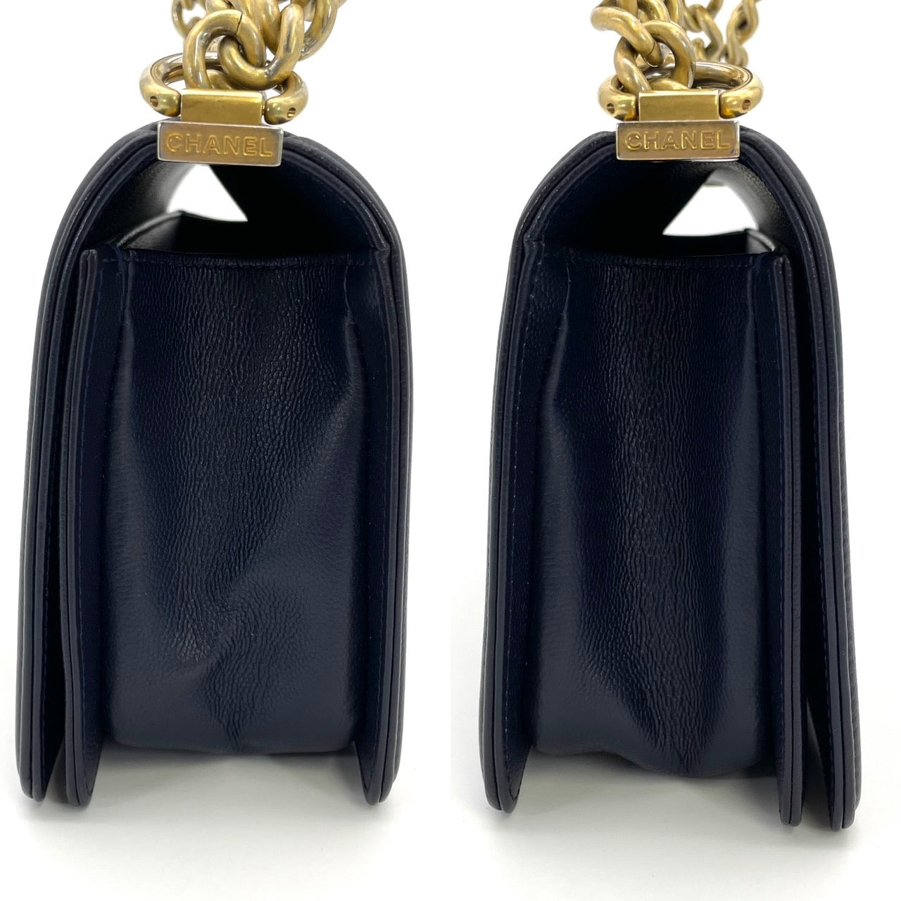 CHANEL Boy Chanel Caviar Skin Navy Gold Hardware