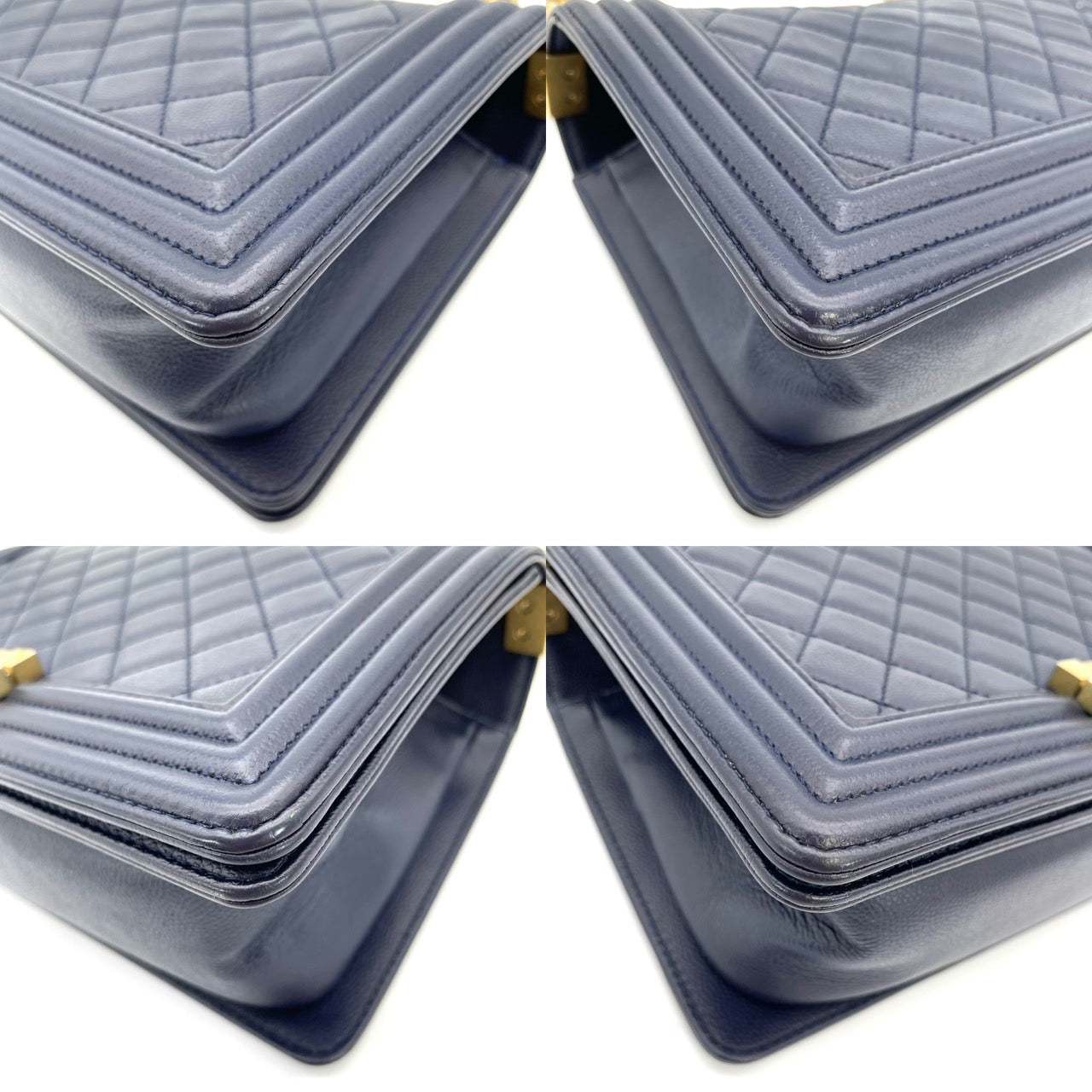 CHANEL Boy Chanel Caviar Skin Navy Gold Hardware