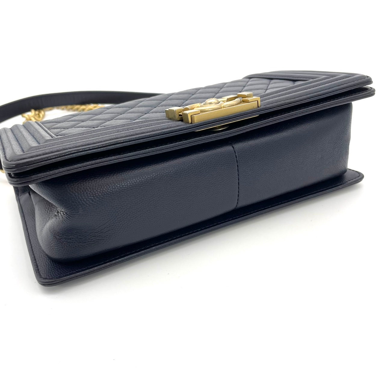 CHANEL Boy Chanel Caviar Skin Navy Gold Hardware