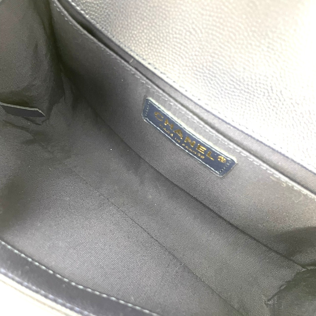 CHANEL Boy Chanel Caviar Skin Navy Gold Hardware