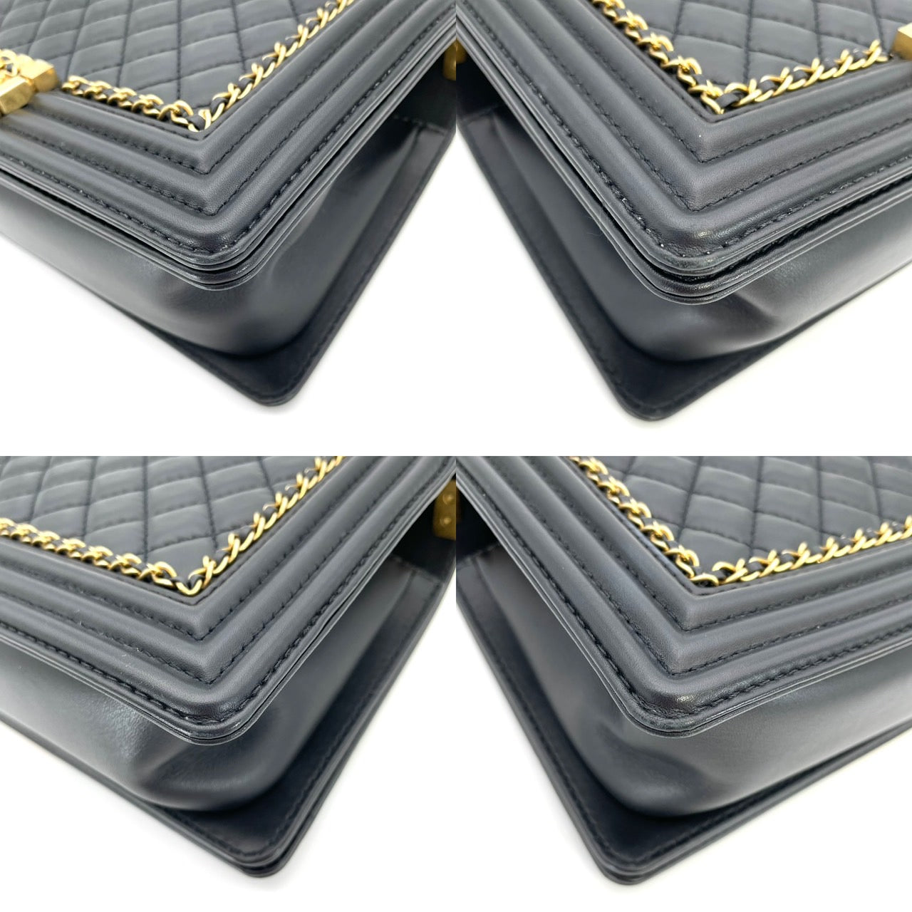 CHANEL Boy Chanel Lambskin Black & Gold Gold Hardware