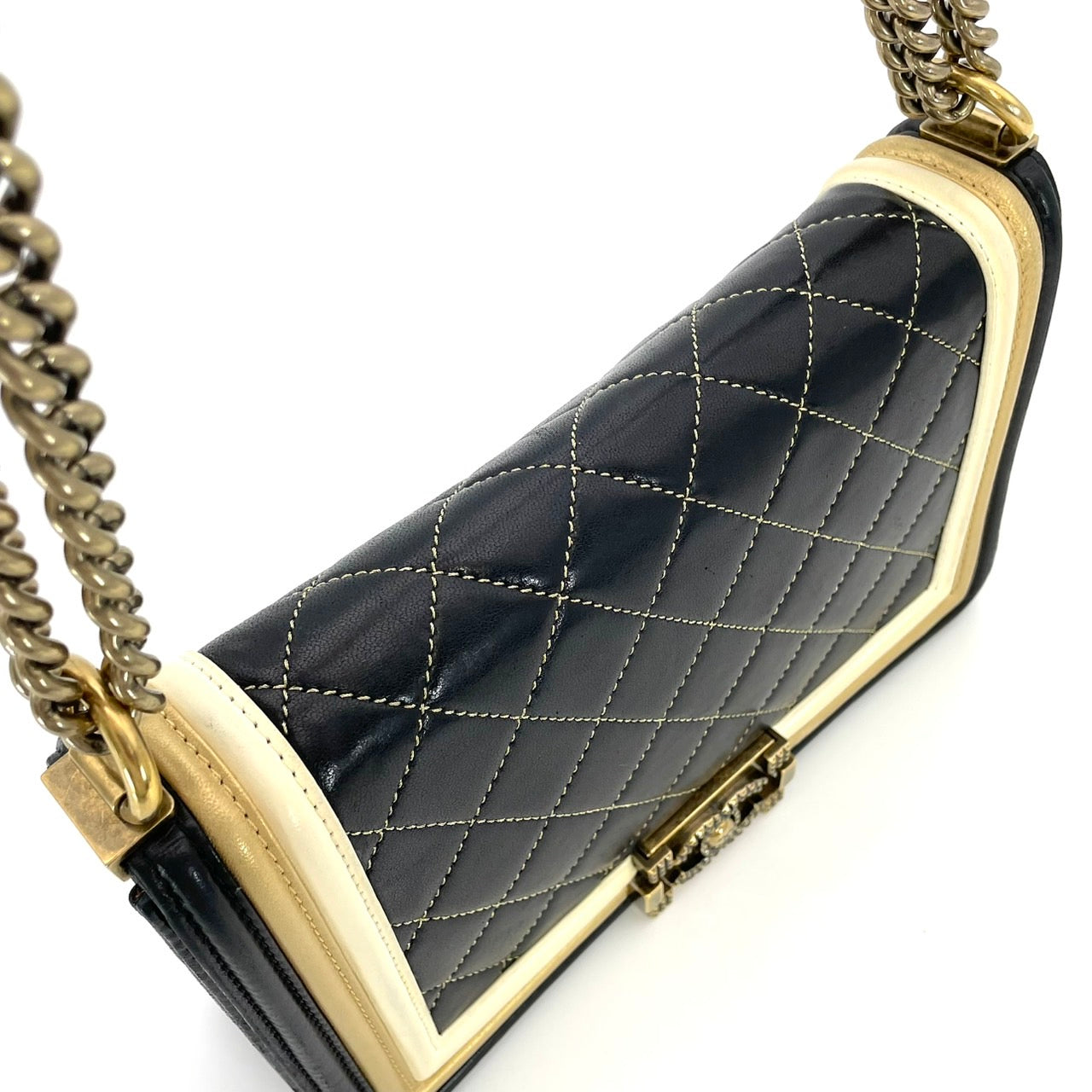 CHANEL Boy Chanel Lambskin Black Gold Hardware