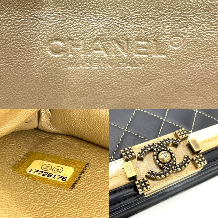 CHANEL Boy Chanel Lambskin Black Gold Hardware