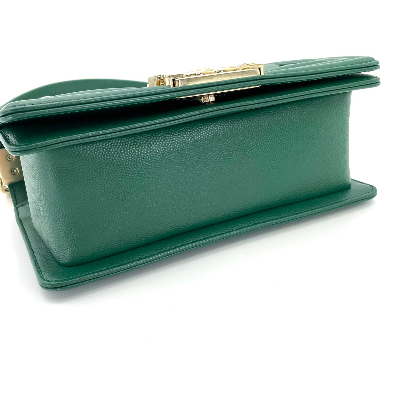 CHANEL Boy Chanel small Caviar Skin Green Gold Hardware