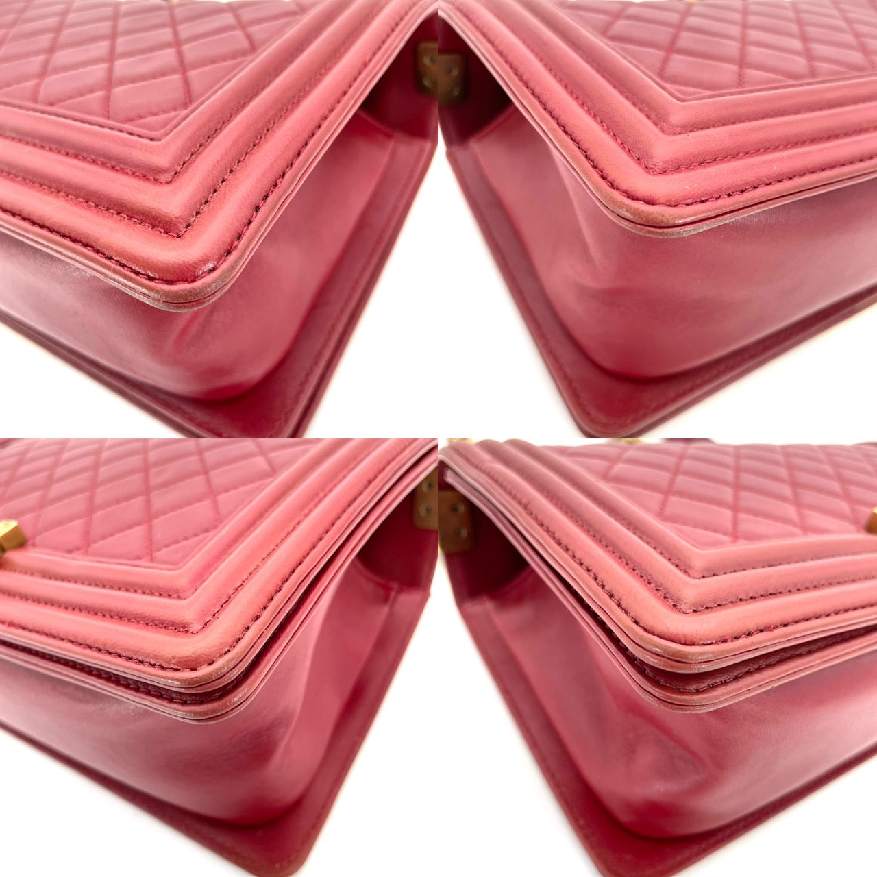 CHANEL Boy Chanel Lambskin Red Gold Hardware
