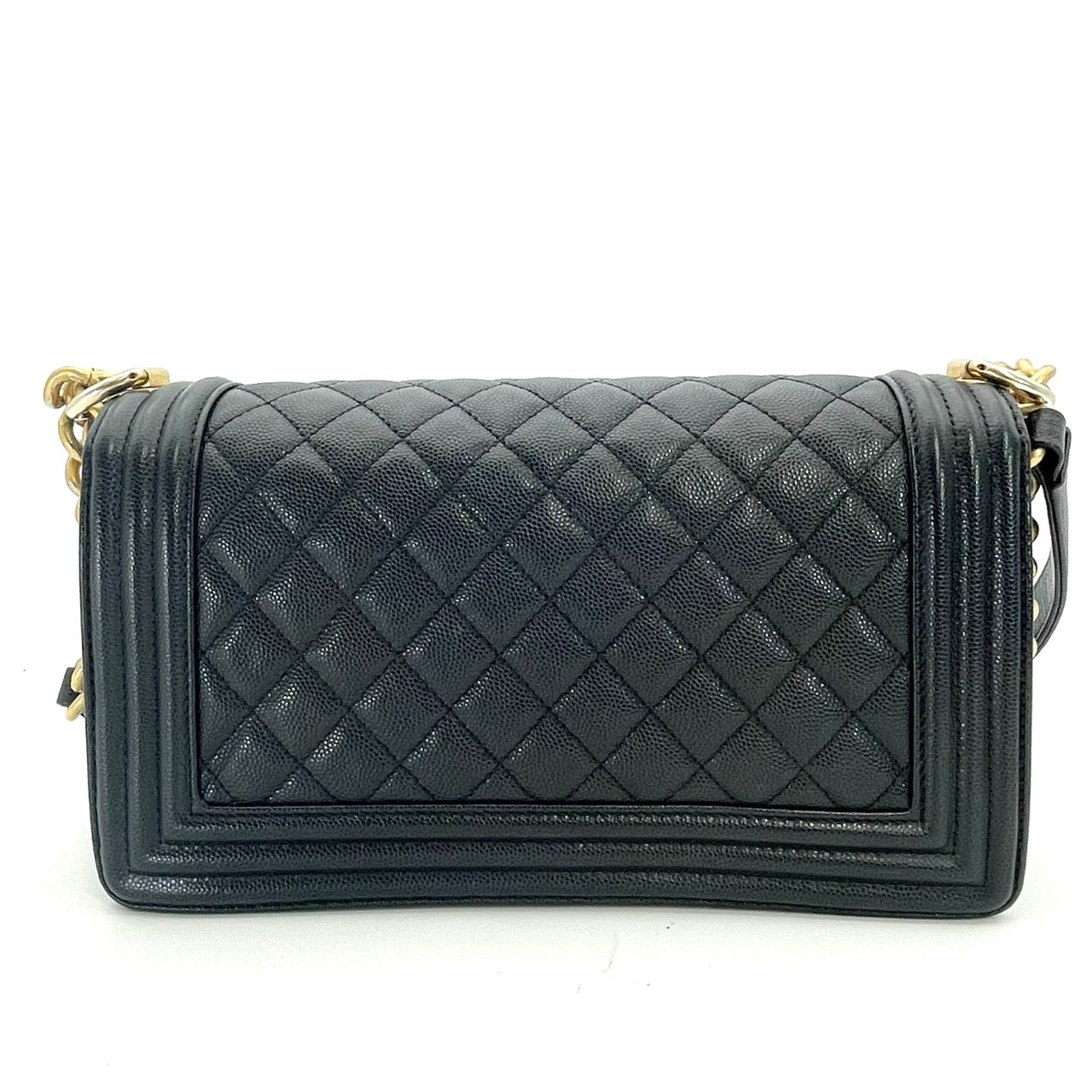 CHANEL Boy Chanel Caviar Skin Black Gold Hardware