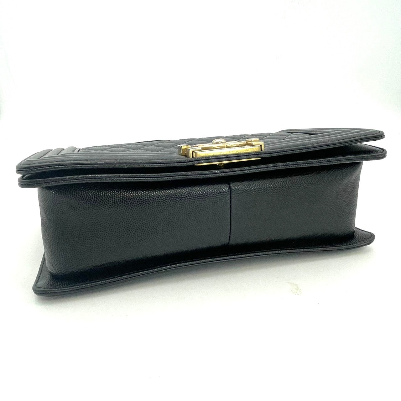 CHANEL Boy Chanel Caviar Skin Black Gold Hardware