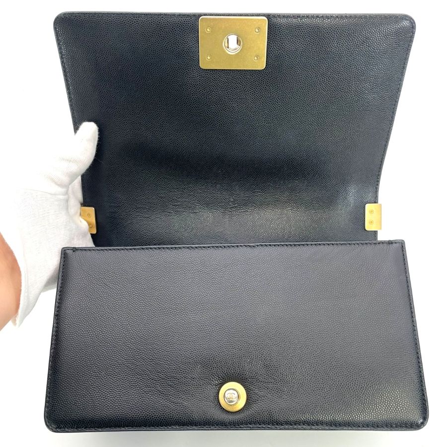 CHANEL Boy Chanel Caviar Skin Black Gold Hardware