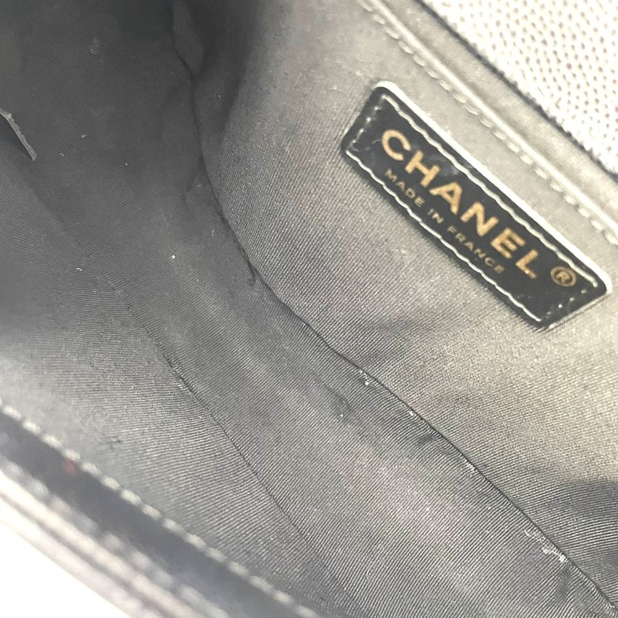 CHANEL Boy Chanel Caviar Skin Black Gold Hardware