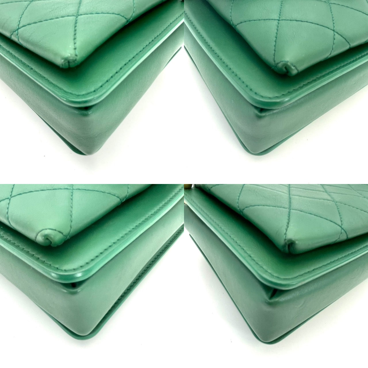 CHANEL Coco mark chain shoulder bag Green Gold Harwere