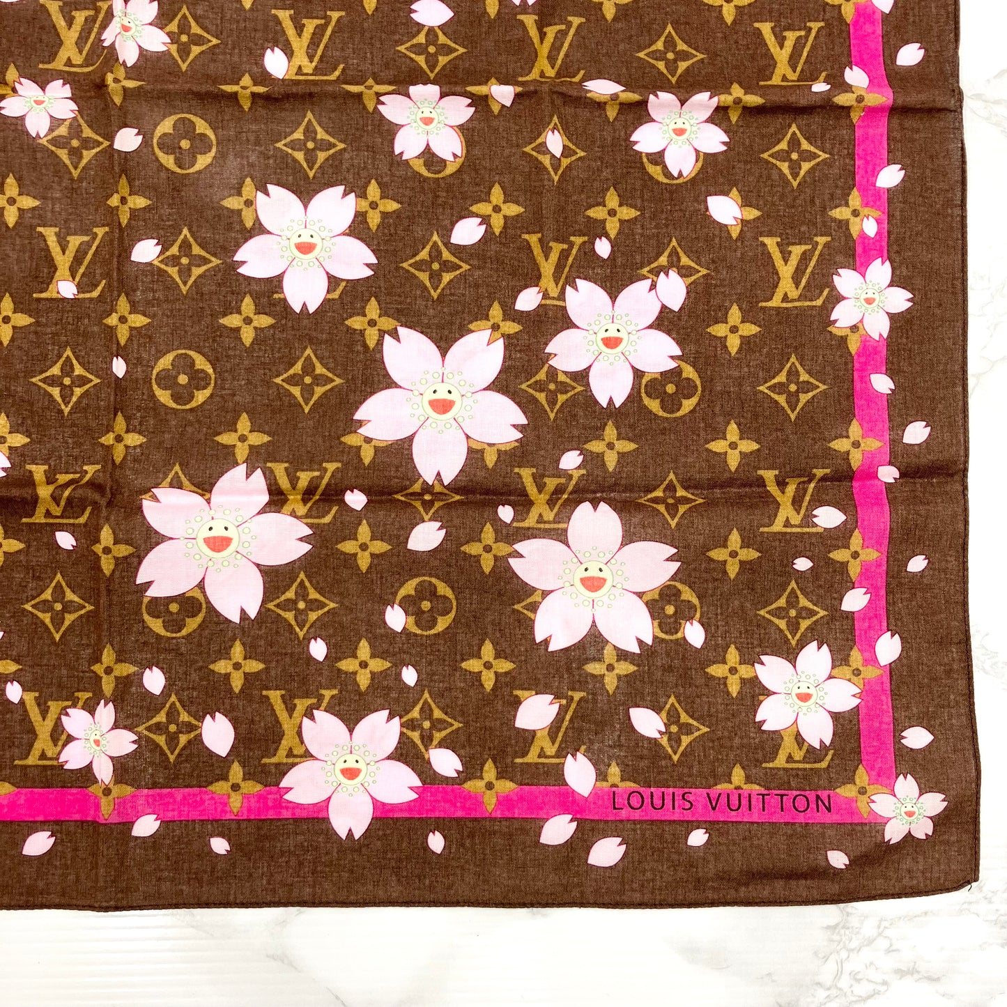LOUIS VUITTON Cherry Blossom Scarf Takashi Murakami