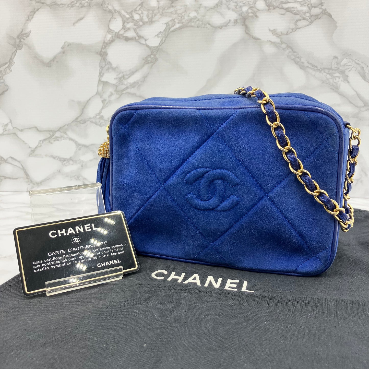 CHANEL suede fringe chain shoulder (card sticker)