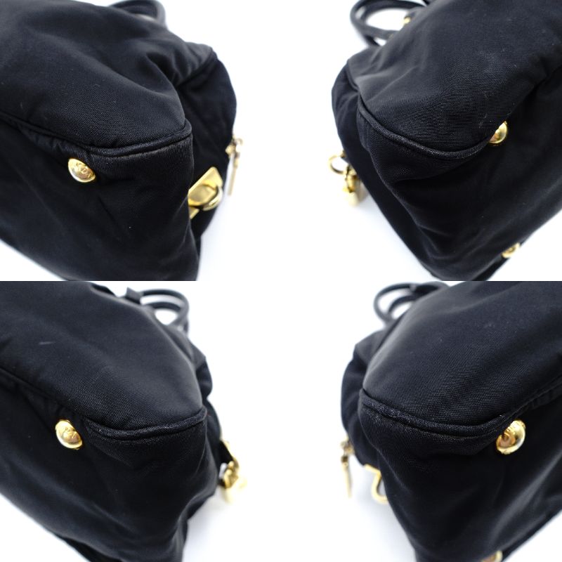 PRADA Tesuto Nylon Handbag Black Gold Hardware Logo 7-11-773