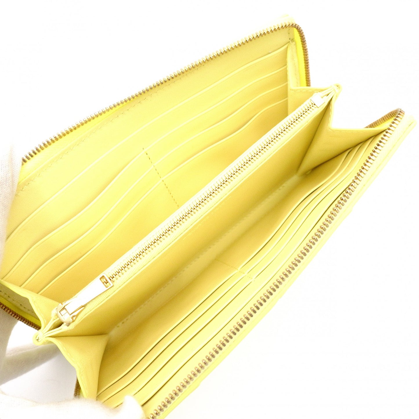 BOTTEGAVENETA Zip-Around Wallet Cassette Long Wallet Leather Yellow