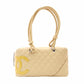 CHANEL Cambon Line Bowling Bag Beige Leather CC Logo Handbag Silver Hardware R8020047