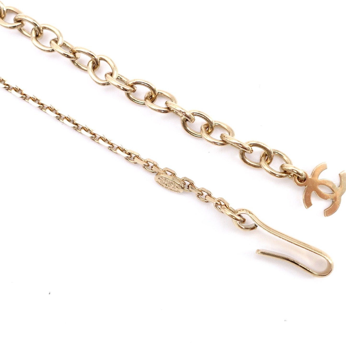 CHANEL Necklace, Metal and Plastic, Gold Balls, CC Logo