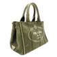 PRADA Canapa Handbag Khaki 2-Way Canvas Crossbody Stripe Women's R801234
