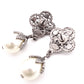 CHANEL Earrings, Metal, Rhinestones, Faux Pearls, Gunmetal Silver