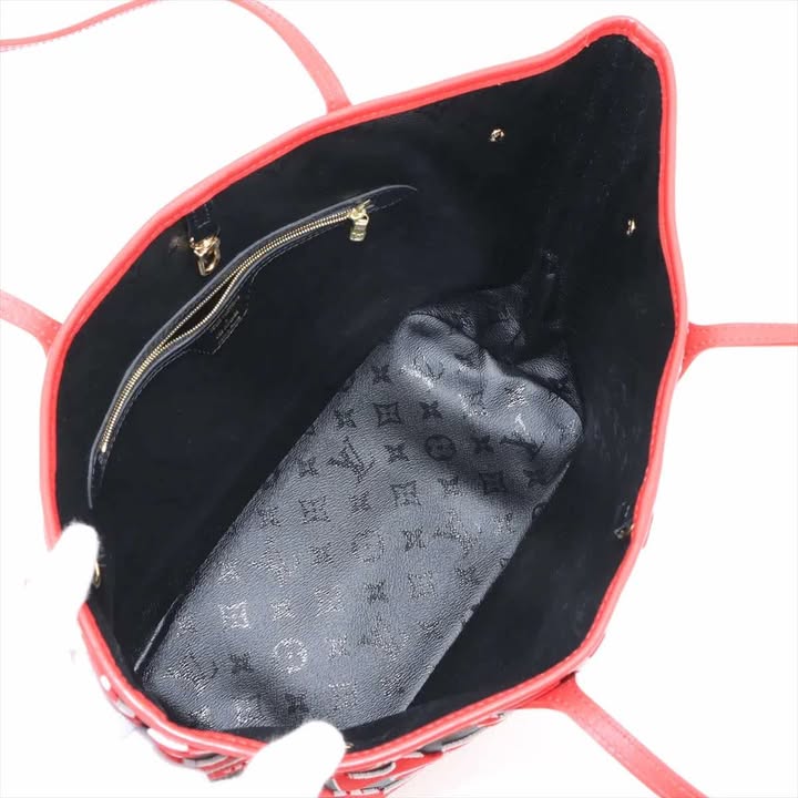 LOUIS VUITTON Neverfull MM LVxUF M45544 Tote Bag BlackxRed Shoulder Leather Felt 7-10-301