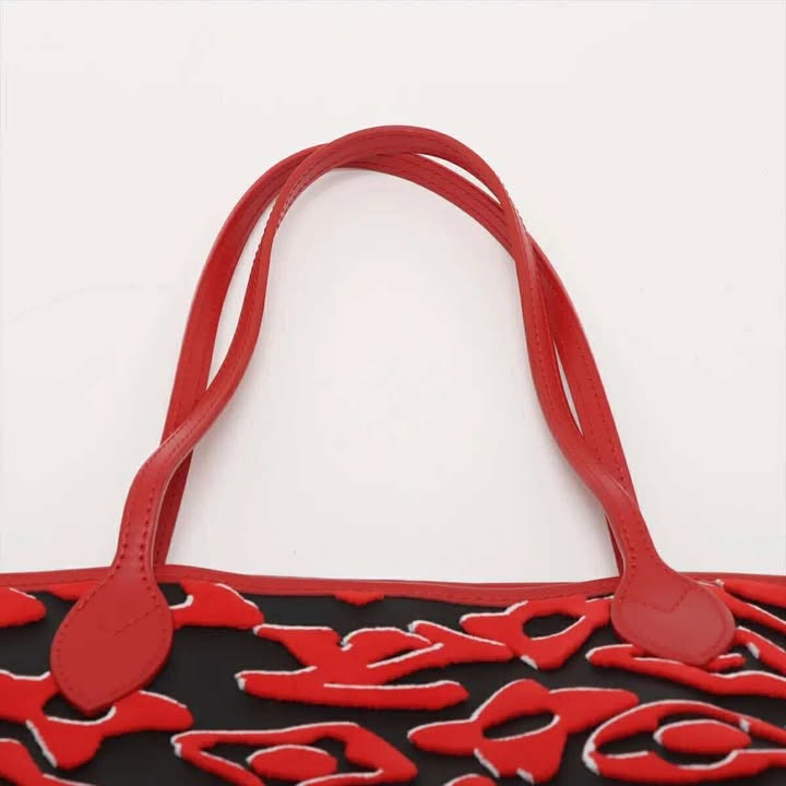 LOUIS VUITTON Neverfull MM LVxUF M45544 Tote Bag BlackxRed Shoulder Leather Felt 7-10-301